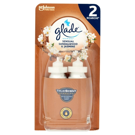 Glade Sense&Spray Doppia Ricarica, Profumatore Ambienti con Sensore, Sandalo Bali e Gelsomino 2x18ml